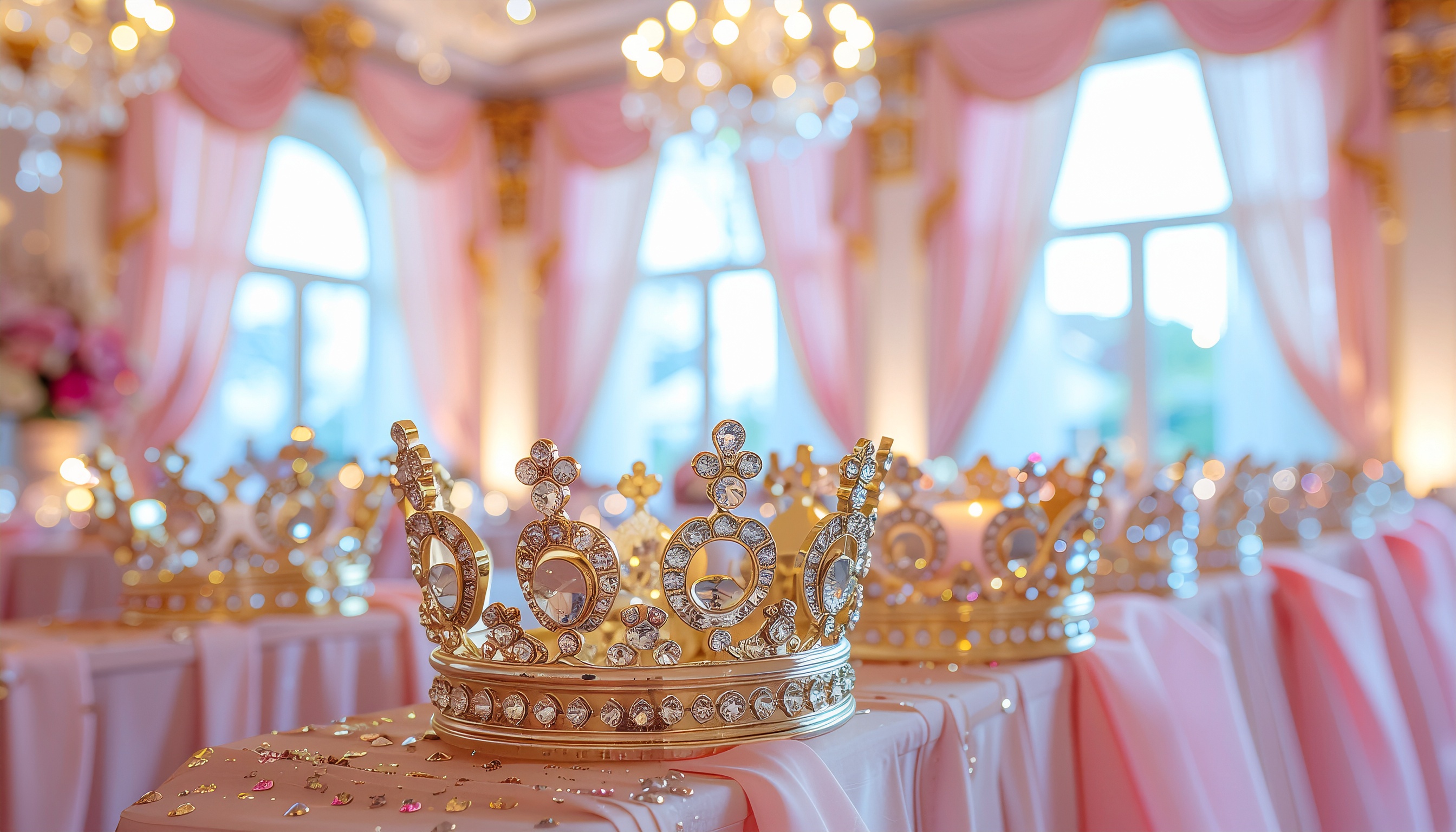 Princess Ball Royal Celebration event setup featuring elegant decorations and themed party elements
